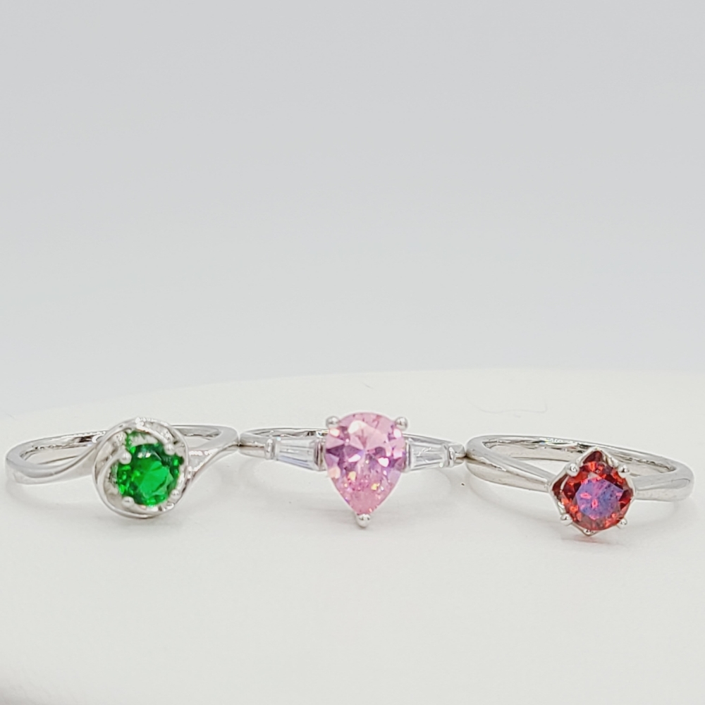 Womens Lot 3 Silver Tone Cocktail Rings 7.5